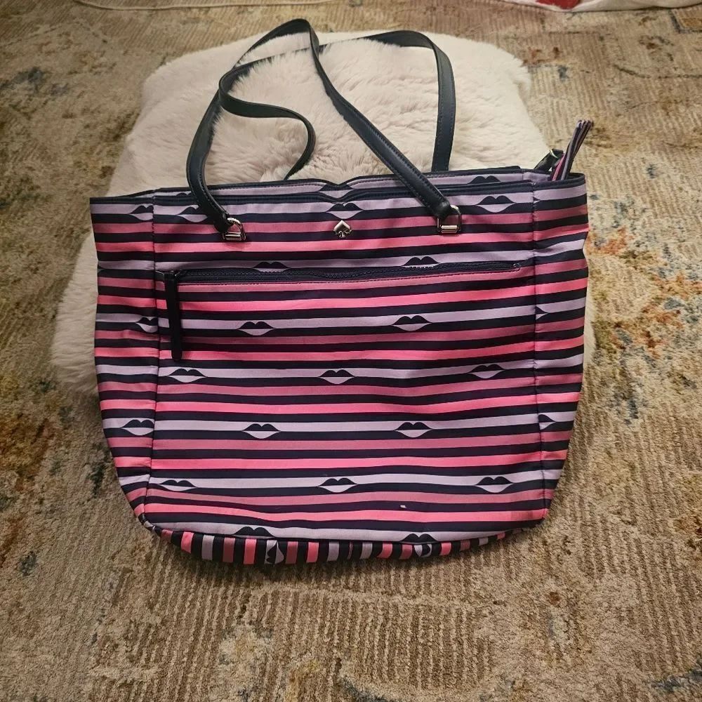 Kate Spade Large, Striped Nylon Tote, Excellent Condition